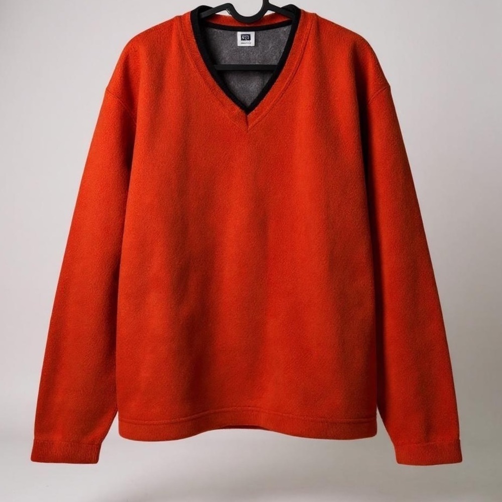 Gap Vintage 90s V-Neck orange Fleece Pullover - Picture 3 of 8